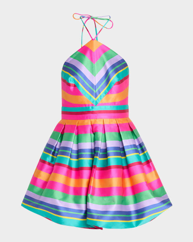 Joey Striped Halter Bubble Mini Dress